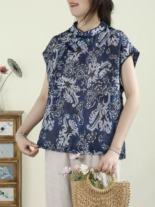 QIANQIUFEIYAN | Chinese Style Cross Front Linen Blouse