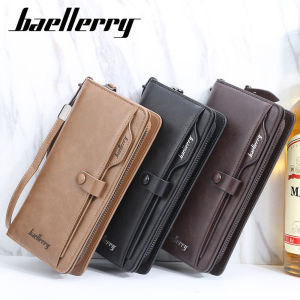 Baellerry Anti-Theft Long Wallet for Men PU Leather Business Style Zipper Card Holder Gift for Him