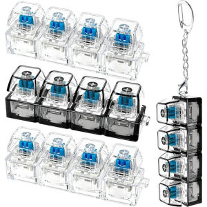 2pcs 4Keys Mechanical Keyboard Key Chain / Stress Relief Clicker Fidget Keyboard with LED / DIY Fingertip Button Keycap Keychain