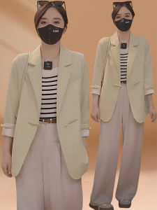 เสื้อสูทผู้หญิง ทรงหลวม ลำลอง บาง ฤดูร้อน 2024 แฟชั่นใหม่ สไตล์จีนใหม่ เสื้อสูทแขนยาว ปกเสื้อสูท กระดุมเดียว