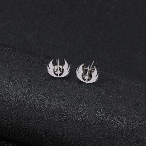 ต่างหูสแตนเลสสตีลรูปสัญลักษณ์ออร์เดอร์เจไดจากสตาร์วอร์ส 1 คู่ สไตล์โกธิค สำหรับผู้ชาย เครื่องประดับฮิปฮอป ของขวัญ