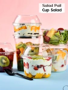 Mangkok Plastik Transparant Kemasan MakananTempat Salad Buah Dessert Cup Cake Box Bahan PET