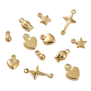 5pcs/bag 14K Gold Plated Single Hanging Pentagram Cross Charm Pendant for Bracelet Necklace For DIY Making Fashion Jewelry Making Accessories