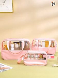 Túi đựng mỹ phẩm trong suốt bằng nhựa PVC sức chứa lớn chống thấm nước và chống mài mòn túi đựng đồ dùng phòng tắm