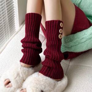 Castle】ปราสาทนางฟ้าถุงเท้ายาวขนแกะถักนิตติ้งที่อุ่นแขนที่ครอบเท้าถุงเท้าพองโครเชต์ขอบรองเท้าบูทผู้หญิงที่อุ่นขาสำหรับฤดูใบไม้ร่วงฤดูหนาวสีทึบ