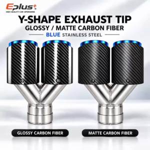 Ống Pô Xe Hơi Hình Chữ Y Kép Đầu Mút Ống Xả Bóng Mờ Sợi Carbon Thép Không Gỉ Màu Xanh Dương Phụ Kiện Trang Trí Độ Chế