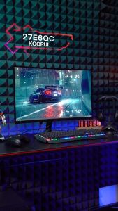 Koorui 27E6QCA 27 Inch VA QHD 180HZ 1ms HDR10 SRGB (Black redHDMI+HDMI+DP) Curved 1500R FreeSync & G-Sync Compatible Gaming Monitor Computer PC Design Monitor