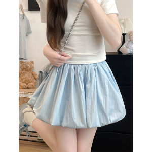 Váy Ngắn Xếp Ly Ren Màu Vàng Cho Nữ Mùa Hè Váy Ngắn Chữ a Cạp Cao Váy Ngắn Chống Nắng Bằng Lụa Băng Váy Ngắn Cho Nữ