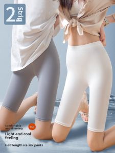 Summer Ice Silk Five-Quarter Length Safety Pants Anti-Light Non-Curling Thin Elastic plus Size Cycling Pants for Women