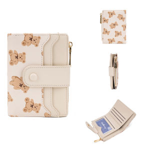 Baellerry Womens Cute Cartoon Short Wallet PU Leather Buckle Printed Multi-Slot Change Card Bag Ideal Gift for Daughter Or Girl