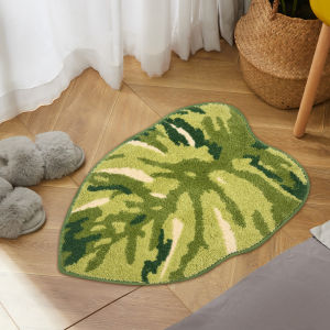 VIKAMAins Thảm In Hình Lá Phẳng Chống Trượt Polyester Thấm Hút Lối Vào Nhà Cửa Phòng Ngủ Thảm Phòng Tắm Trang Trí Theo Phong Cách Cổ Điển