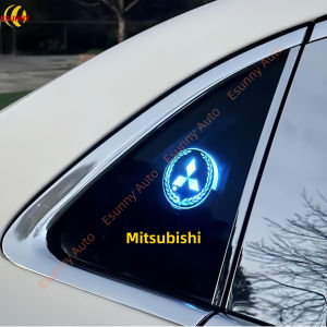 Quarter Window Atmosphere Emblem Logo Light - 1 Piece - Triangle Window Ambient Emblem Light - Waterproof USB-Charged Rainbow Color Rotating Acrylic Mirror Surface Various Car Emblem Logos