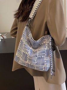 Korean Style Large Capacity Womens Canvas Shoulder Bag Fashion Trend Single Strap Crossbody Bag Daily Match Soft Handbag