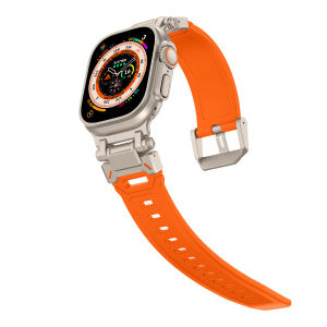 Soft Strap For Apple Watch Ultra 2 1 49mm 45mm 44mm 42mm Luxury Rubber Bracelet For iWatch Series 9 8 7 6 SE5 4 3 Ultra Accessories