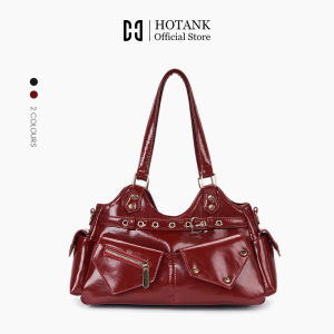 【HOTANK】กระเป๋าสะพายไขว้ Y2K สไตล์เท่ หนังPU คุณภาพดี สำหรับผู้หญิง กระเป๋าเมืองสุดคูล