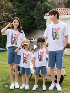 【Family Set】Pakaian Keluarga T-shirt Family Set Baju Couple Keluarga pakaian keluarga ayah ibu anak 2 warna