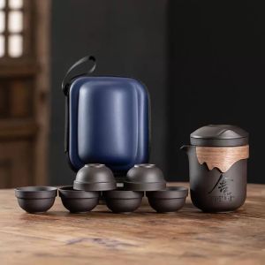 Purple Clay Sand Teaware Sets Travel Tea Set Chinese Outdoor Portable Tour Tea Cups Kung Fu Tea Infuser Pot Best Gift