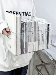 Acrylic Bookends Shelf Transparent Classroom Office Document Storage Organizer Desk Book Holder Cultural Business Supplies