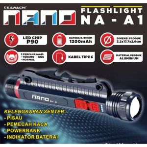Senter Camping Kemah Berburu Fungsi Palu Alat Potong Laser USB Kawachi Nano NA-A1