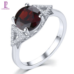 Lohaspie เครื่องประดับ2.4กะรัตแหวน925แหวนเงินสเตอริ่งแข็งแท้โกเมนซิทรีนธรรมชาติแท้สีฟ้า: โกเมนแหวนเงินประดับทับทิมหินสีแดงแหวนสำหรับผู้หญิงเครื่องประดับ925เงิน