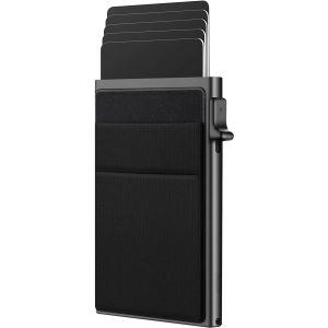 Mens Minimalist Ultra Thin RFID Protection Metal Wallet Card Holder Aluminum Alloy Side Push Card Box