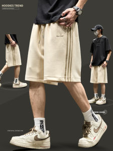 Quần Short Nam Mùa Hè Dáng Rộng Họa Tiết Sọc Thể Thao Thường Ngày Quần Dài Năm Điểm Phong Cách Mỹ Dành Cho Thanh Thiếu Niên