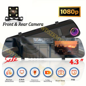 4.3Inch Rearview Mirror Dual-Len Dash Cam for Cars ultra-thin DVR Car 1080P Video Recorder Front Rear View Camera car recording