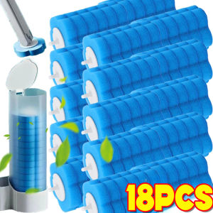 18Pcs Disposable Replacement Toilet Brush Head Bathroom WC Brushes Holder Accessories for Home Bedroom Cleaning Pad Kits