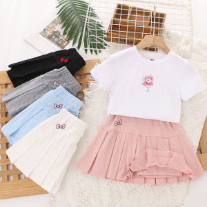 Girls Cotton Lined Mini Skirt School Uniform Plaid Short Skirt Summer Childrens Clothes Anti-Light Walking JK Uniform Skirt