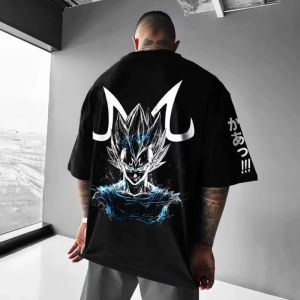 Dragon Ball Anime Co-branded T-Shirt Summer Mens New Harajuku Street Graffiti Vegeta Printing Casual Loose Parent Child Top