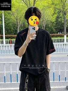 YOULIN | Deconstructed Embroidery Boxy Sports T-Shirt