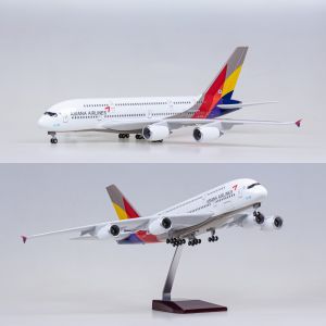1/160 Large scale Asiana A380 Diecast Resin Toy planes Model Kit with Landing Gear Wheel For Collection Display or Adult Gift