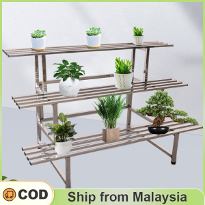 3 Tier Stainless Steel Flower Rack | Durable Metal Plant Shelf | Flower Pot Organizer | Flower Garden Rack | Rak Bunga Bertingkat Rak Pasu Bunga |