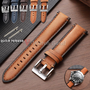 Cowhide Leather Watch Strap 20mm 22mm 24mm for Fossil Band for Samsung Galaxy Watch 7/6/5/4 Vintage Brown Quick Release Bracelet