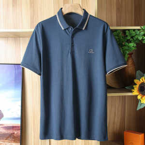 Antibacterial Comfortable Mens Short Sleeve Polo Shirt Pure Cotton Summer Thin Breathable Business Casual Turn-down Collar T-shirt