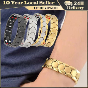 Alloy Mens Titanium Steel Magnetic Look Bracelet 14k Gold-plated Waterproof Colorfast Stylish Accessory for Men Bracelet Men Healthy Magnetic Energy Bracelet Fashion Geometric Jewelry Personality Accessories Removable Promote Metabolism Health Chain