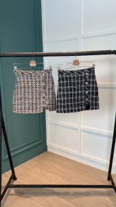 R5426 Square Slit Tweed Mini Skirt