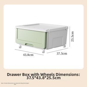 Drawer Thick Transparent Desktop Storage Box With Flap Hip Opening and Wheels