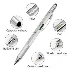 7 in 1 Multi Ballpoint Pen With Modern Handheld Tool Measure Technical Ruler Screwdriver Touch Screen Stylus Spirit Level Tools