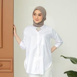 BAJU KEMEJA TOYOBO POLOS WANITA PUTIH ATASAN OVERSIZE LENGAN PANJANG ONE SIZE