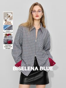 BEIQIANI | Fashionable Smart Style Plaid Contrast Womens Shirt Loose