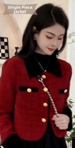HANCHUN | Stylish Red Retro Short Jacket Festive Attire