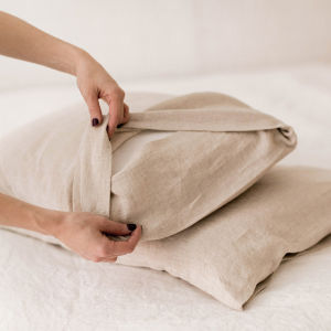 Pure Solid Color Linen Thick Pillowcase Envelope Closure