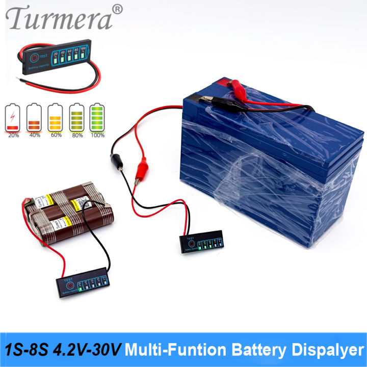 Turmera 2S-8S 5V-30V Smart Multi-funtion Battery Capacity Displayer for ...