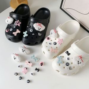 12Pcs Crocs Jibbitz Charms 3D Plush Puppy Doll Shoe Buckle Detachable M&M Shoe Flower Decoration for Crocs