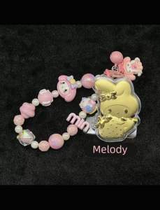 [SG STOCK] Kuromi Cellphone Keychain | My Melody | Cinnamorol Cellphone Lucky Keychain Bracelet Gold Plated