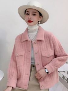 Fall and Winter New Arrival French Classic Style Short Tops Stylish Niche Style Mink Fur Cardigan Womens Gentle Outwear