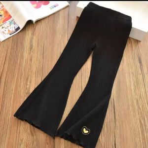 Sonkpuel | Kids Girls Flare Legging New Arrival Children Casual Elastic Pants Heart Embroidery Slim Fit Leggins Baby Girl Summer Pants