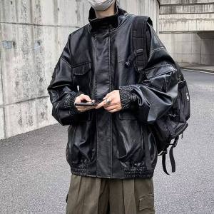 Phong Cách Mỹ Thoải Mái PU Áo Khoác Da Mùa Xuân Nam Mùa Thu Mới Thời Trang Rộng Rãi Áo Khoác Ngoài Ấm Áp Cho Xe Máy Giải Trí Bf