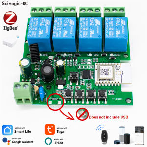 4CH Zigbee Smart Switch 220V Module APP Remote Control 12V 24V 85-250V RF Receiver 10A Smart Relay With Alexa Google Home